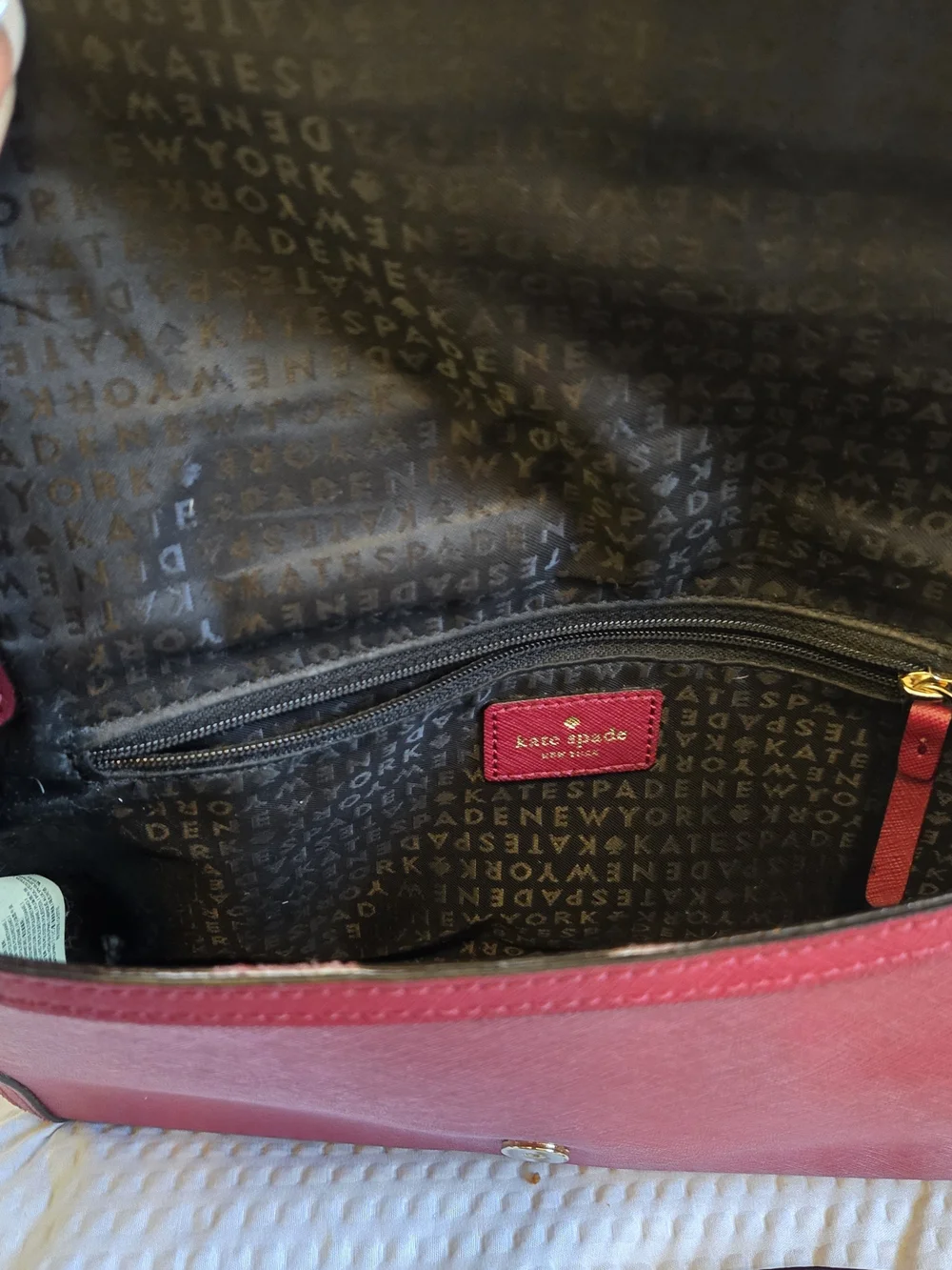 kate spade Burgundy Saffiano Bow Chain Crossbody
